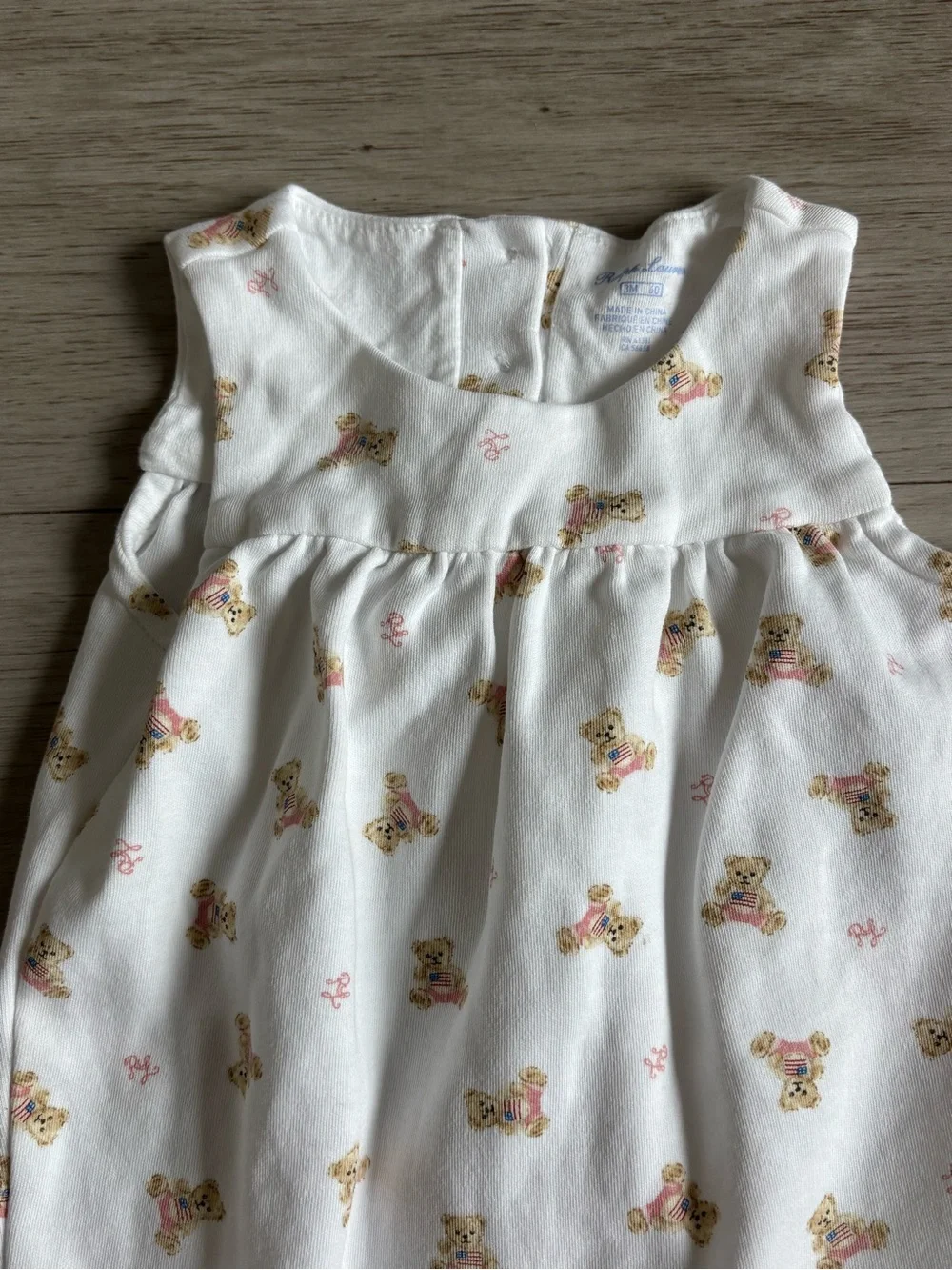 Ralph Lauren Baby Girl Bear Sleeveless Cotton Romper 3 Months 4th of July